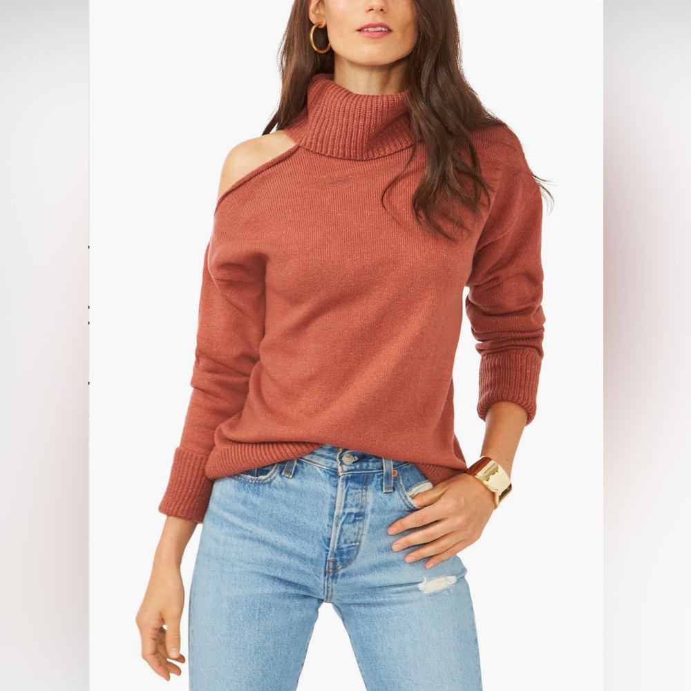 Cutout Shoulder Turtleneck Sweater